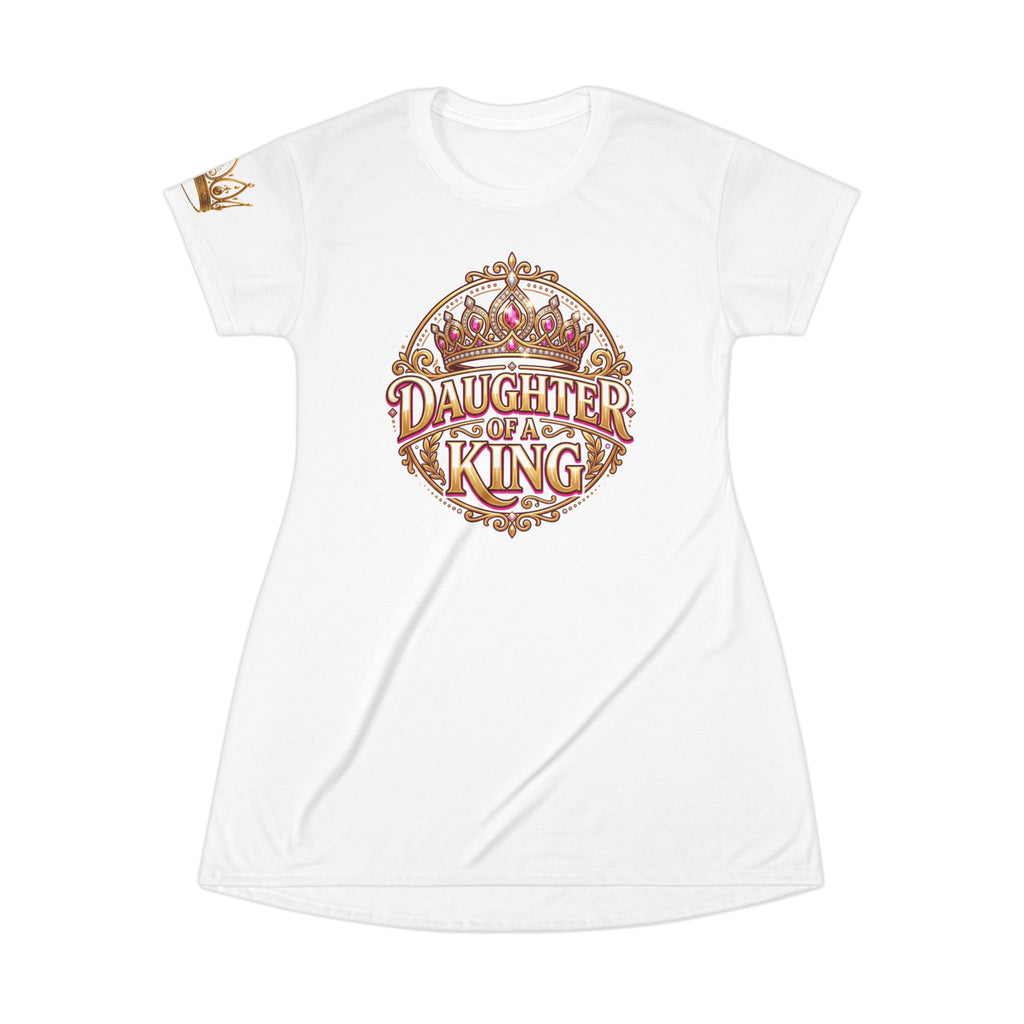 Daughter of a King T-Shirt Dress –  Crown Graphic AOP Dress