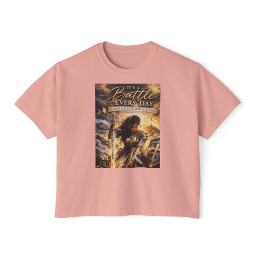 Christian Inspirational Boxy Tee — "It's a Battle Every Day" Graphic