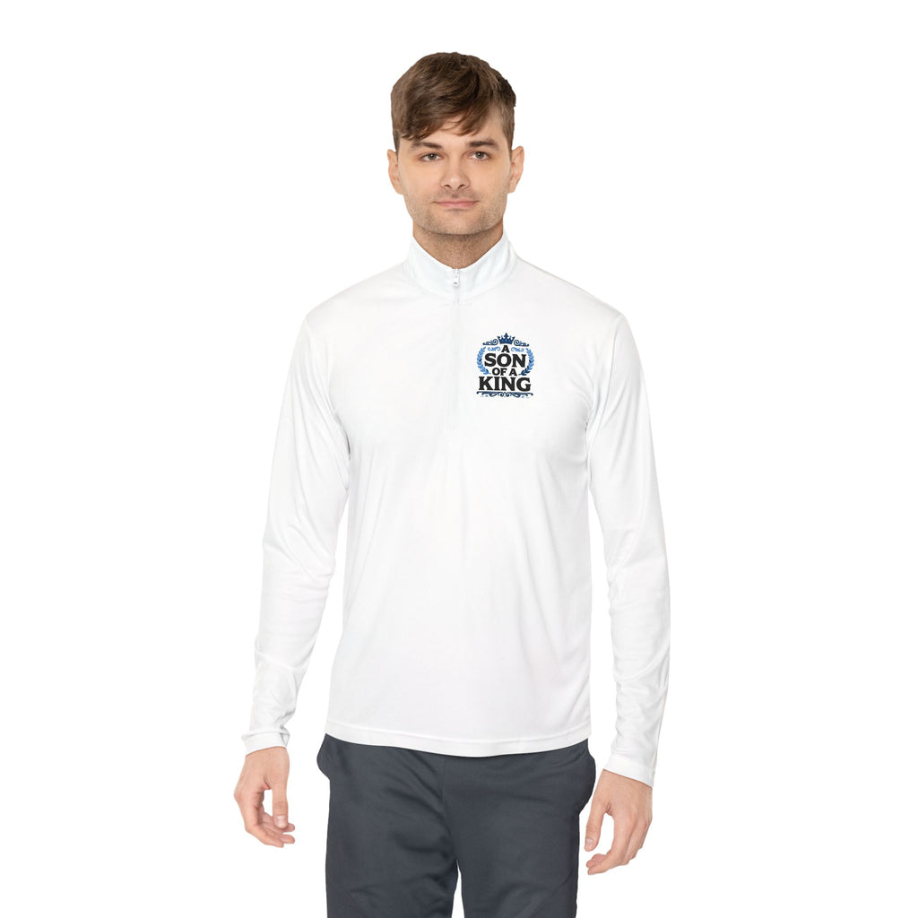 Quarter-Zip Pullover — 'Bon King' Retro Surf Logo Embroidered