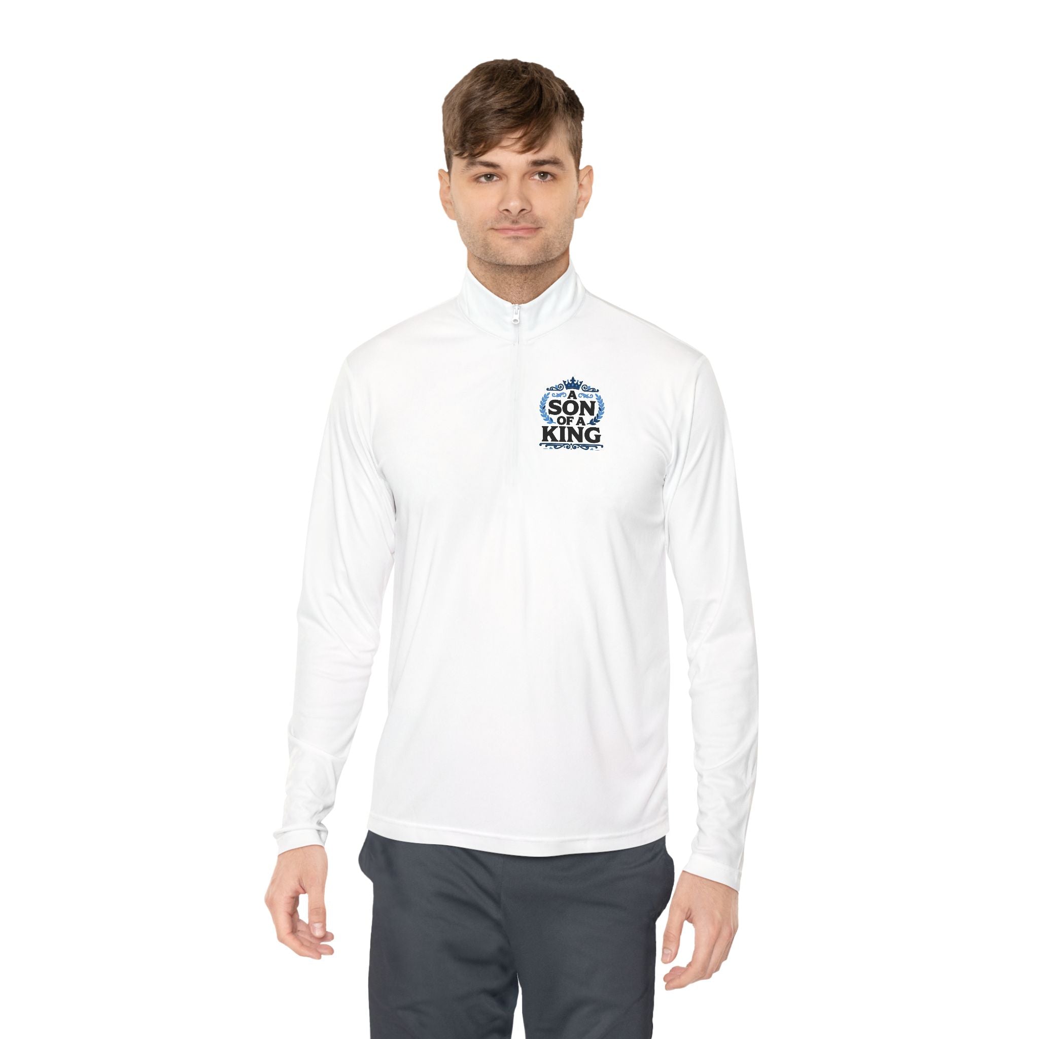 Quarter-Zip Pullover — 'Bon King' Retro Surf Logo Embroidered