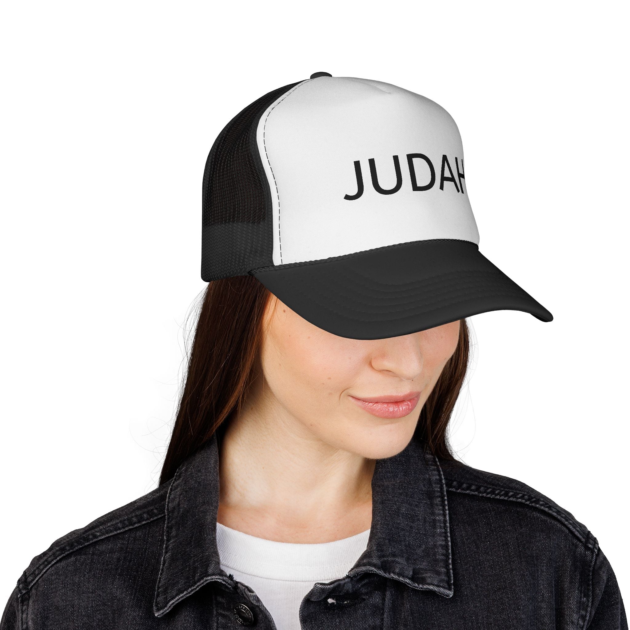 Judah Trucker Hat – Personalized Black & White Mesh Cap