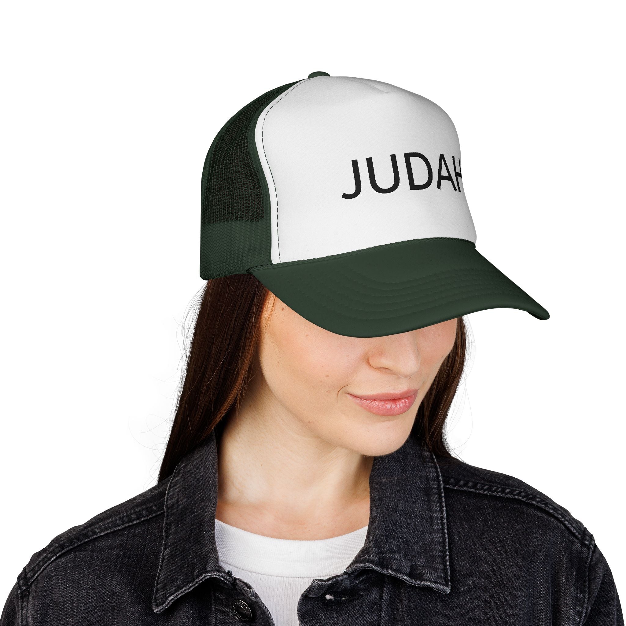 Judah Trucker Hat – Personalized Black & White Mesh Cap