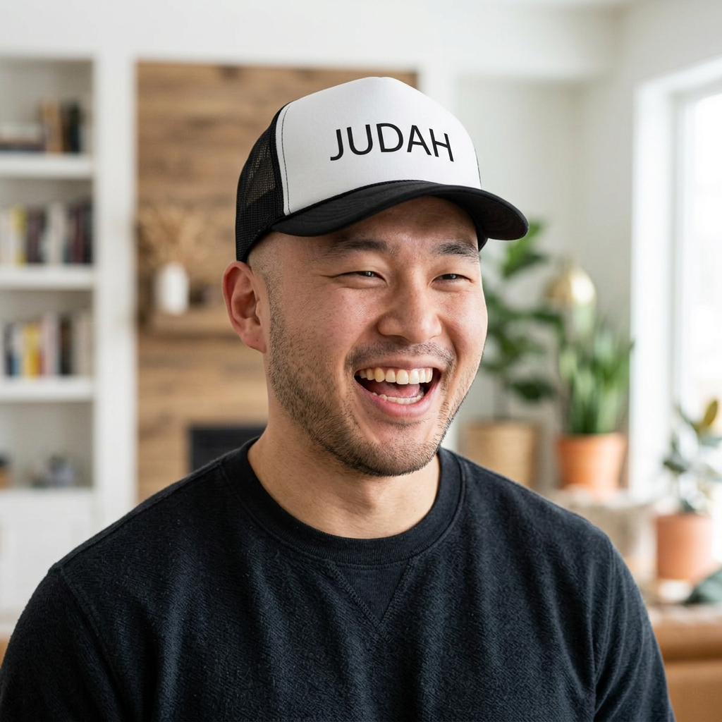 Judah Trucker Hat – Personalized Black & White Mesh Cap