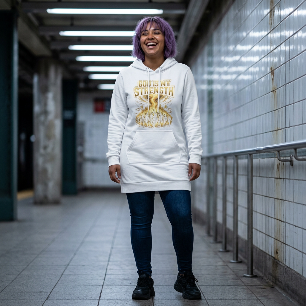 God Is My Strength Hoodie Dress — Women's Prayer Pullover