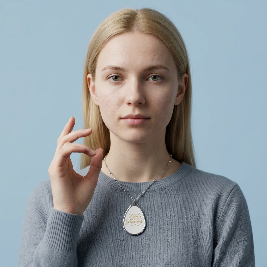 Oval Pendant Necklace — "God Provides" Inspirational Teardrop Locket