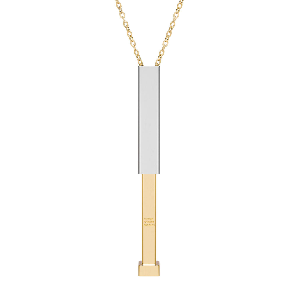 Hidden Message Sliding Bar Necklace — Engravable Secret Message Pendant