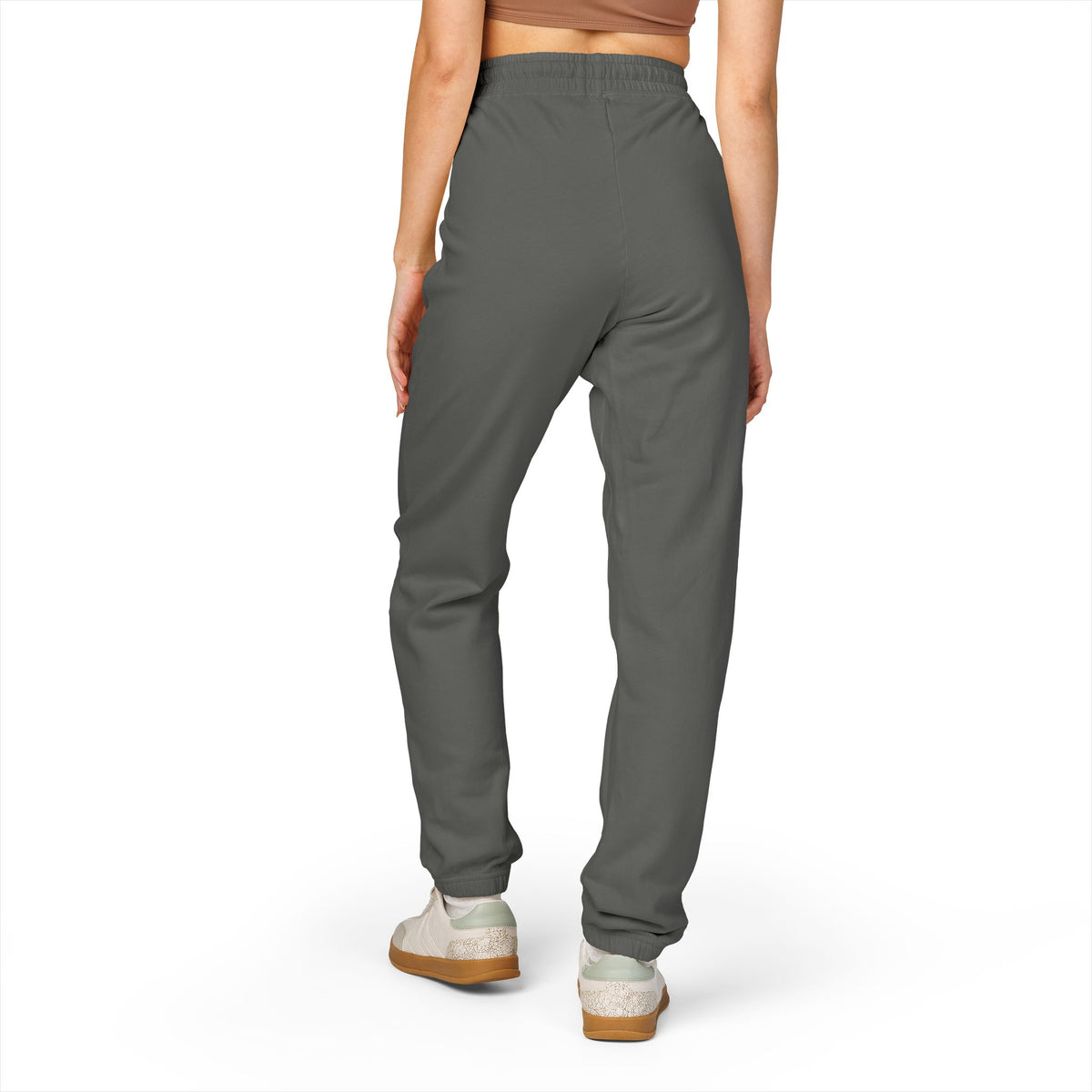 Lion face jogger -Graphic fleece sweatpants shown from the back a white clear background 