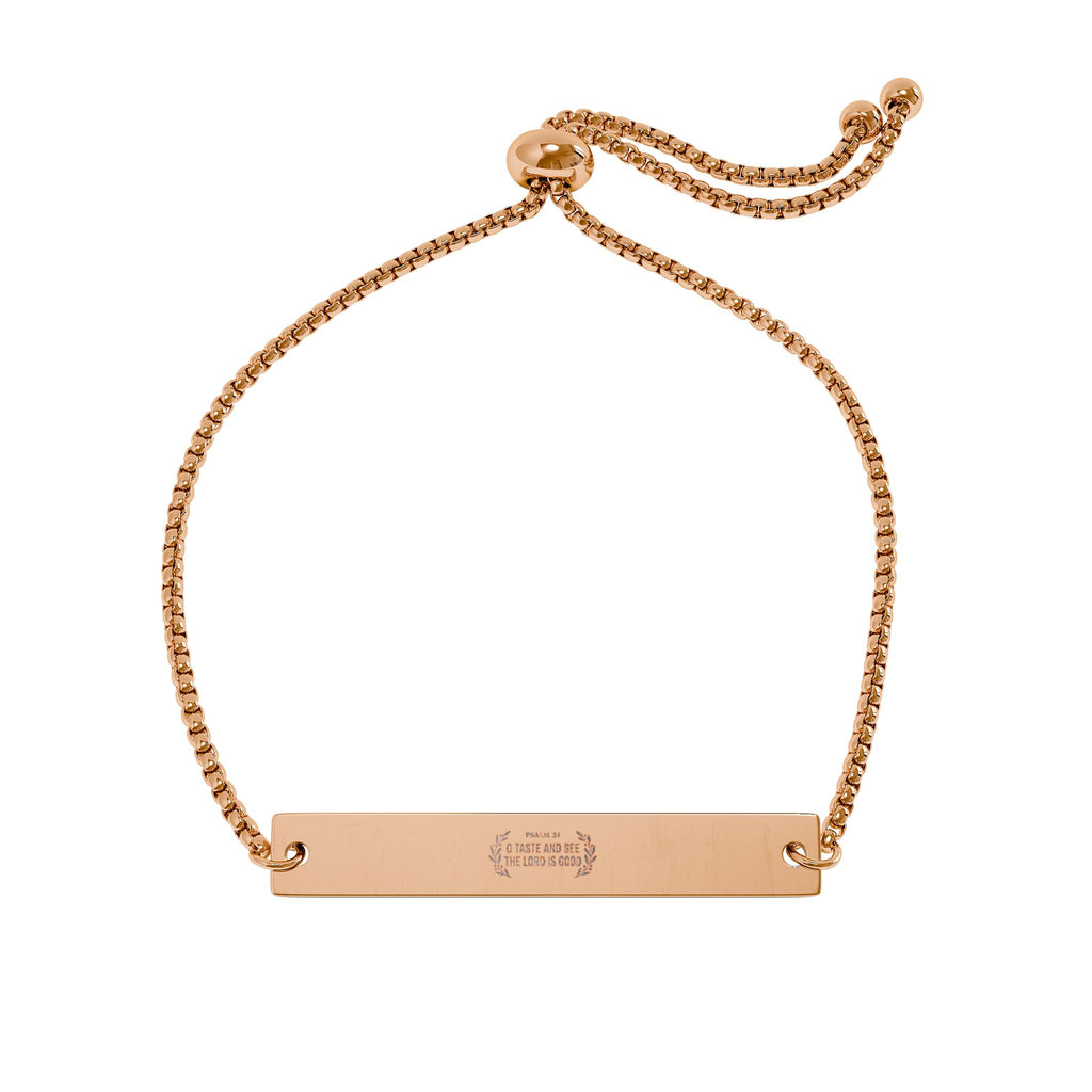 Personalized Engraved Bar Bracelet – Adjustable Rose Gold ID Bracelet