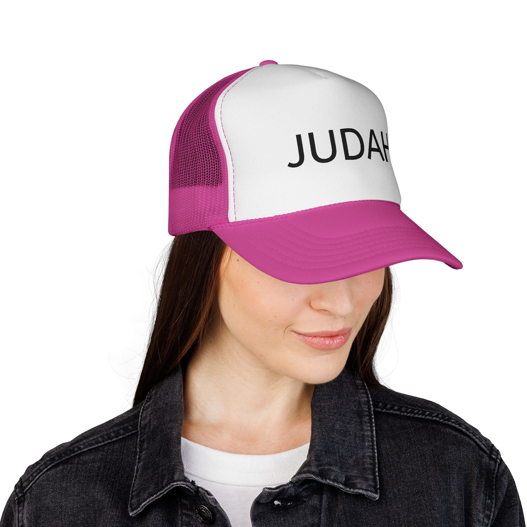 Judah Trucker Hat – Personalized Black & White Mesh Cap