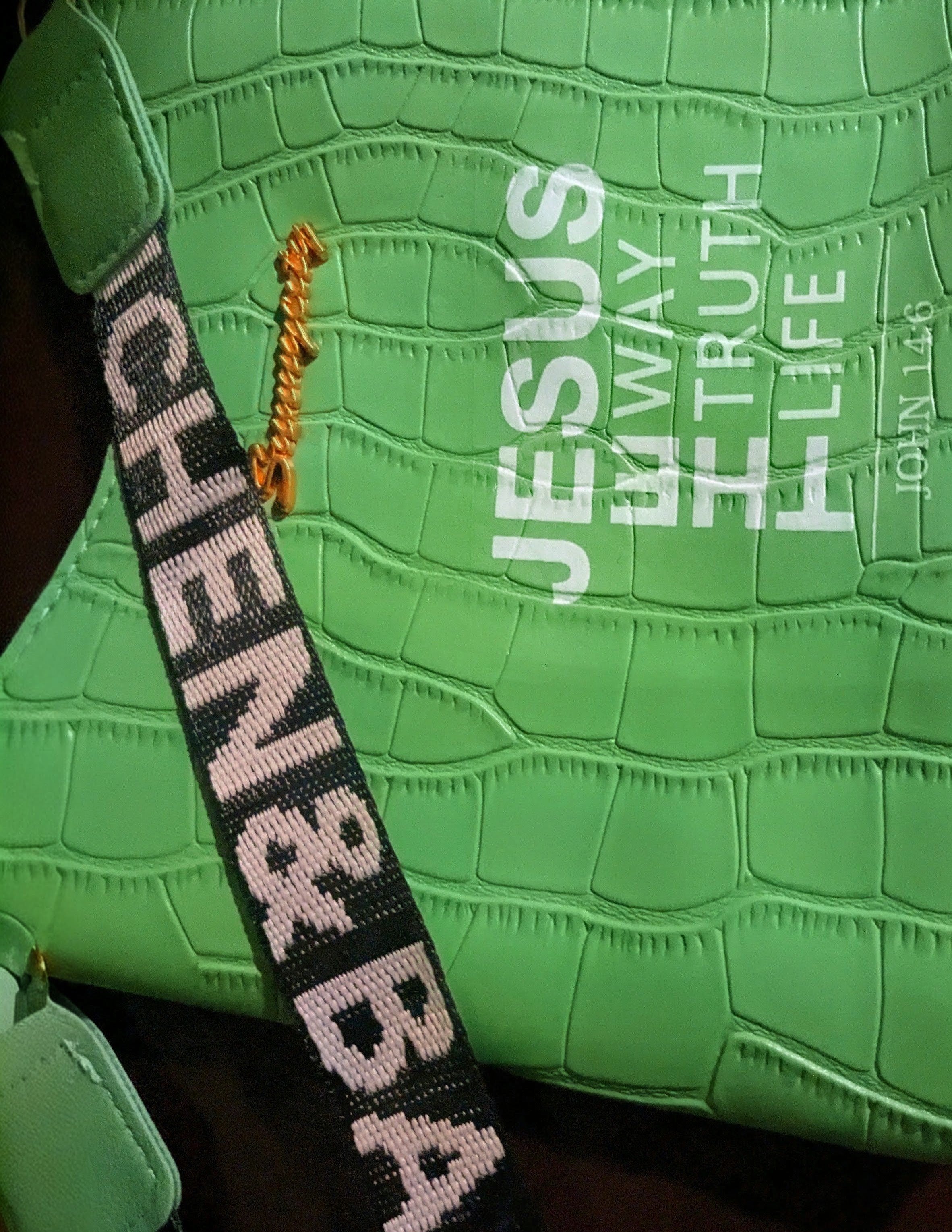 Jesus Is The Truth Way Life – Gator Print Green Purse