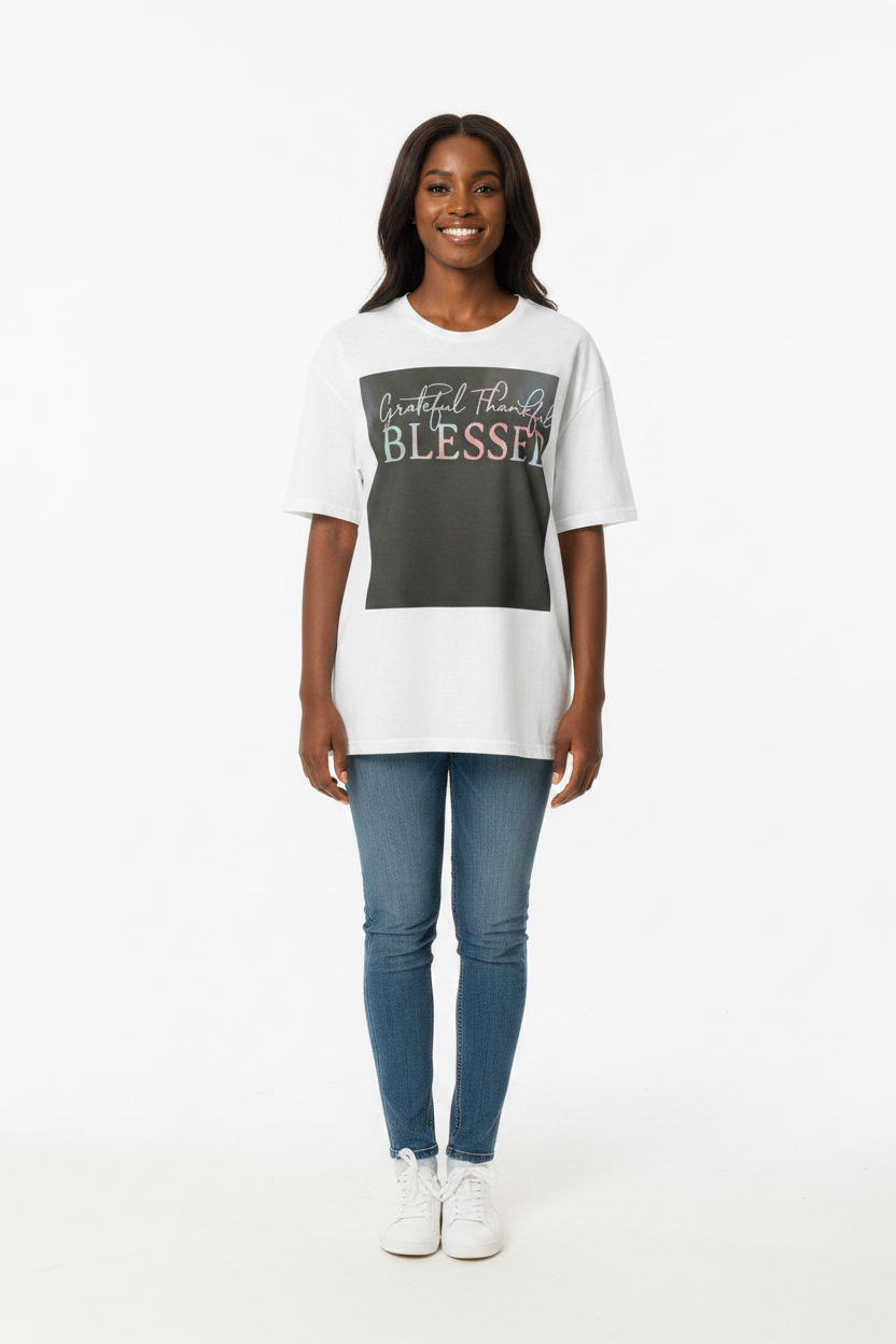 Grateful Thankful Blessed — model mockup