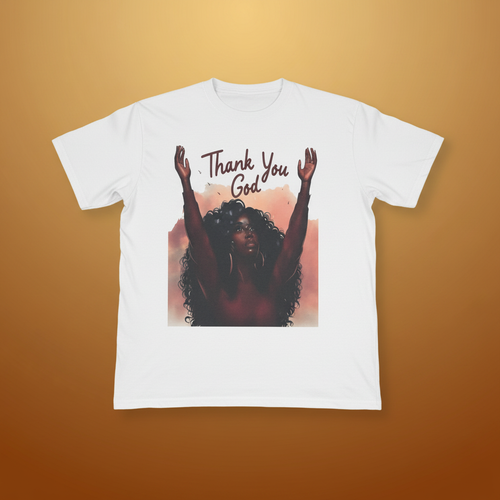 Thank You God T-Shirt on warm gold amber gradient background